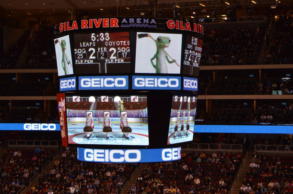 nhl coyotes on a scoreboard